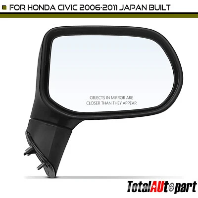 Espejo retrovisor derecho ajuste manual y plegable negro texturizado para Honda Civic 2006-2011 Foto 1 de 4