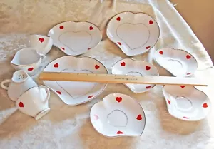 VNTG Combra S P Portugal Heart Cups Saucers & Plate 11 Pc Set Love Valentines - Picture 1 of 10