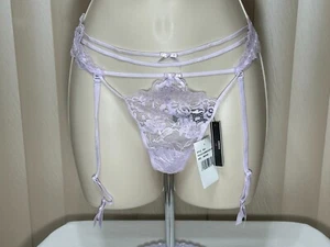 Love Vera G String Panty M Trasparente Pizzo con spalline Floreale Viola 1002 - Foto 1 di 7