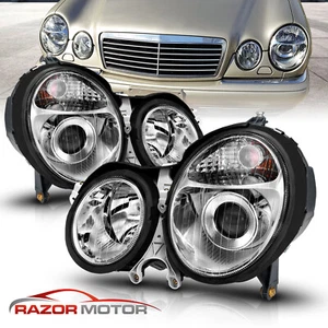 2000-2002 Chrome Headlights For Mercedes Benz W210 E Class E320 E430 E55 AMG - Picture 1 of 8