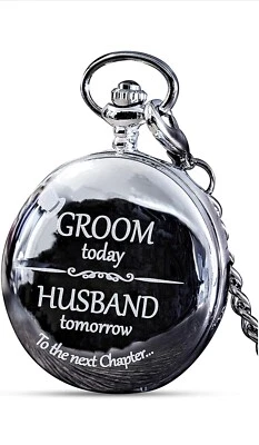 Engraved Groom Pocket Watch - Wedding Gift From Bride - Image 1 of 4