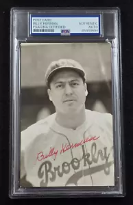 BILLY HERMAN Signed Real Photo Postcard-HOF-PIRATES-BRAVES-DODGERS-CUBS-PSA - Picture 1 of 4