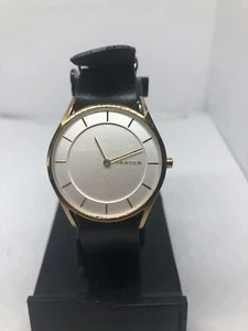 Skagen SKW2452 Women's Black Leather Analog Silver Dial Quartz Wrist Watch Rk239 - Picture 1 of 8