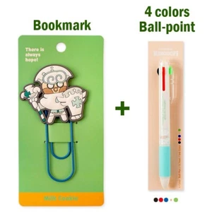 Cookie Run Kingdom Official Big Clip Milk Cookie Bookmark+4 Color Ball-point Pen - Picture 1 of 10