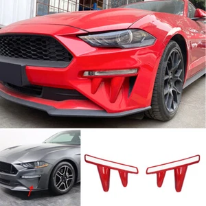 Glossy Red Front Fog Light Lamp Frame Cover Trim 2pcs For Ford Mustang 2018-2021 - Picture 1 of 10