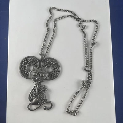 3” Mouse Pendant Articulated moving parts  Silver Tones 21” Chain SS - Image 1 of 4