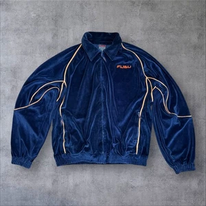 Vintage FUBU Velour Trainingsjacke XXL blau orange Paspel Y2K Hip Hop - Bild 1 von 21