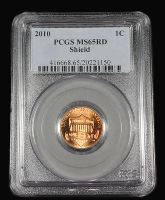 2010 P LINCOLN CENT PENNY UNION SHIELD  PCGS MS 65 UNCIRCULATED MS65RD US COIN M - Image 1 of 2