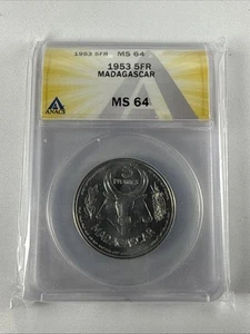 Madagascar 1 Franc 1953 - ANACS MS 64 - Picture 1 of 6