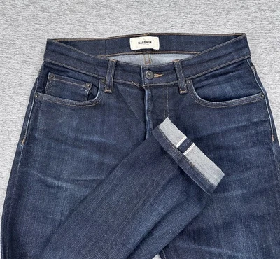 Baldwin Jeans Mens Size 29x27 Blue Selvedge Denim Henley Slim Straight USA Made - Image 1 of 4