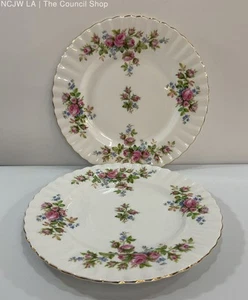 Royal Albert Moss Rose Montrose Gold Trim Floral Salad Plates 2 Piece - Picture 1 of 7
