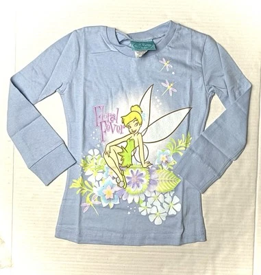 Vintage Disney Fairies Kids Girls Small 4 - 5 Long Sleeve Shirt Tinkerbell 90s - Image 1 of 4