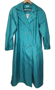 Vintage British Mist Rain Jacket Waterproof Trench Coat Teal - Picture 1 of 7