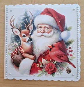 3D Grusskarte Strass - Weihnachtsmann 🎅 Rentier Weihnachten 🎄  Weihnachtskarte - Bild 1 von 1