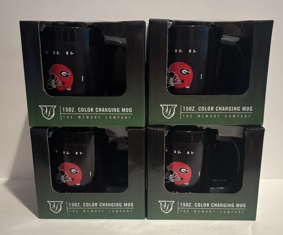 Georgia Bulldogs NCAA 15 oz Juego de 4 tazas cambiantes de color The Memory Company Nuevo Foto 1 de 4