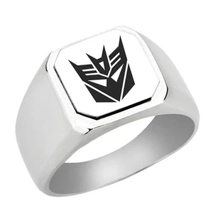 Transformers Decepticon Stainless Steel Signet Ring Engraved, Stainless Steel... - Picture 1 of 4