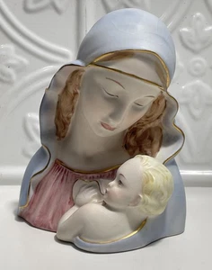 Porzellan Madonna und Baby Kind Büste Goldrand 4 1/2" Made in Italy Nr 700/126 - Bild 1 von 11