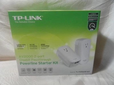 NEW TP-LINK TL PA9020P AV2000 2-PORT GIGABIT PASSTHROUGH POWERLINE STARTER KIT - Image 1 of 3