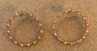 Clear Crystal Hoop And Rosegold Earrings  with Studs - Image 1 of 2