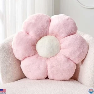 Pink Flower Plush Throw Pillow 17.7" Decorative Cushion for Bed or Sofa - Picture 1 of 6