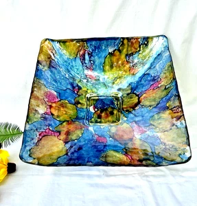 Kunstglas Schale handverziert 15”x15”x4” Italien - Bild 1 von 15