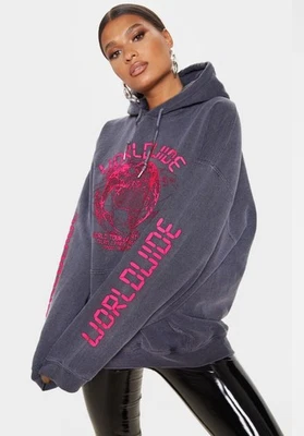 PrettyLittleThing worldwide oversized hoodie Size L 12-14 Uk Rrp 36.99£ Nwt - Image 1 of 4