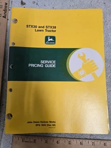 John Deere, guía de precios de servicio, 1988, tractor de césped STX30 STX38 SPG 1034 - Imagen 1 de 1