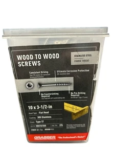Tornillo para cubierta de madera Grabber #10 x 3-1/2" cabeza plana autorroscante acero inoxidable - Imagen 1 de 3