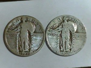 Lote 76 Cuartos Libertad Permanentes 1927 y 1930 BONITAMENTE CIRCULADOS - Imagen 1 de 2