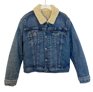 POLO RALPH LAUREN Kids Jacket Size 6 Sherpa Lined Denim Trucker Jacket Bass Wash - Picture 1 of 10
