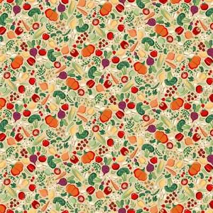 Fruit & Vegetable cotton fabric Makower Various lengths Sewing, craft, patchwork - Picture 1 of 1