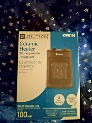 Utilitech 100 Sq Ft Ceramic Heater With Adjustable Thermostat 1500w - Image 1 of 4