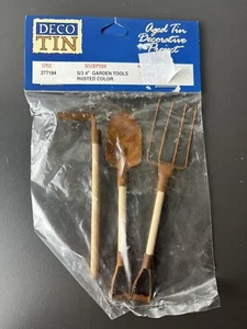 deco tin - aged tin decorative project - 5.5” garden tools 3 piece - New Sealed - Picture 1 of 2