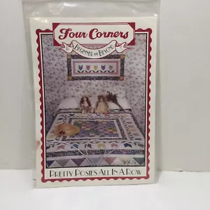 Pretty Posies All in a Row Quilt Pattern Four Corners 74" x 74" - Picture 1 of 4