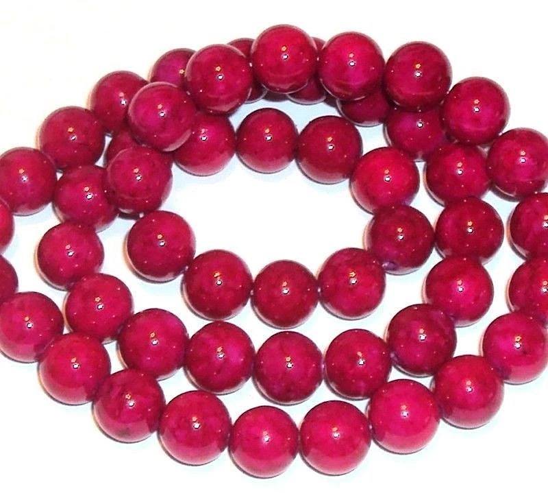 GR141 Rosa Oscuro 12mm Redondo Coral Fósil Piedra Preciosa Cuentas 16"  Foto 1 de 1