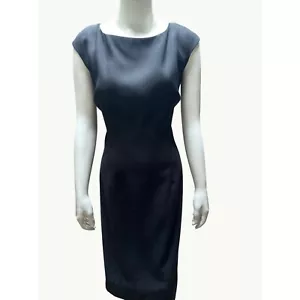 Clues Collections Basic Black Midi Sleeveless Cocktail Dress Acetate Lining 10 - Picture 1 of 9