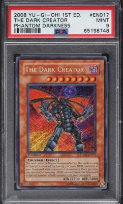 PSA 9 Dark Creator PTDN-EN017 1st Edition Secret Rare Phantom Darkness Yugioh - Image 1 of 2