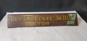Vtg/Antique Rev E.H. Eckel Jr Episcopal Rector Desk Plaque Tulsa - Picture 1 of 6