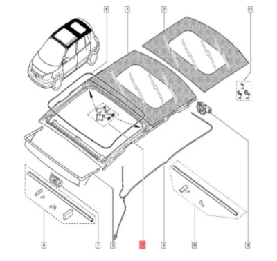 Original RENAULT 7701209861 Rep. Juego, Kit Techo Corredero Scénic II Nuevo Foto 1 de 4