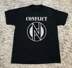 T-shirt classica manica corta nera logo Conflict tutte le taglie regalo fan - Foto 1 di 3