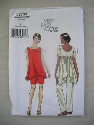 UNCUT Vogue Sewing Pattern 8733 -  Misses Tunic Shorts Pants - Size XS S M - image 1 of 4