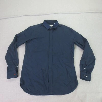 Moschino Button Up Shirt Mens 16 41 Blue Embroidered Heart Long Sleeve - Image 1 of 4