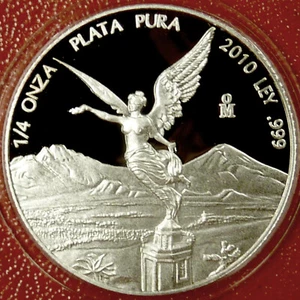 NOT PERFECT COIN - 2010 Mexico - LIBERTAD PROOF 1/4 QUARTER TROY OZ .999 Silver - Picture 1 of 1