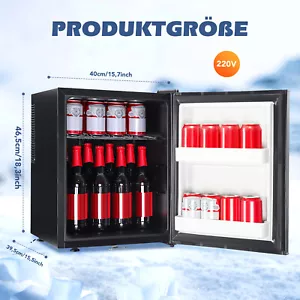Minibar Weinkühler Getränkekühlschrank Glas LED leise freistehend Edelstahl DE - Bild 1 von 18