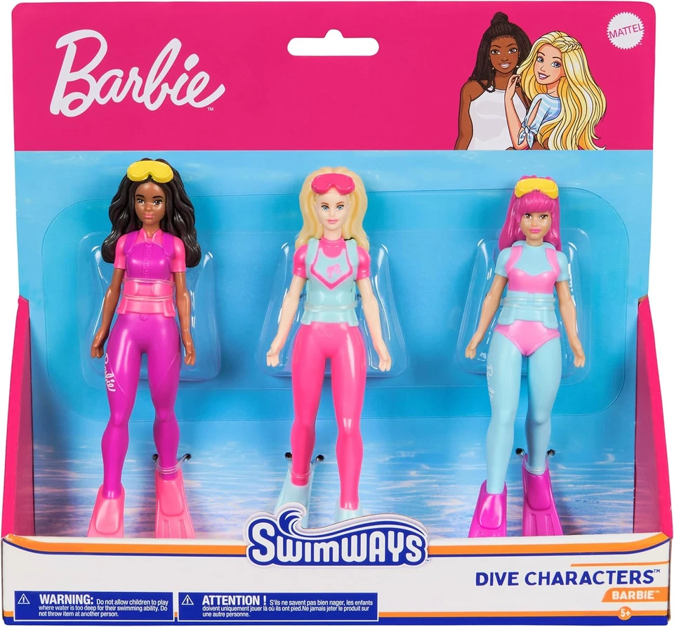 Barbie Dive Characters 3-Pack Swimming Pool Accessories & Kids Pool Toys New - Image 1 of 4