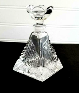 Vintage RCR Perfume Bottle Crystal Pyramid Shape Flower Stopper Italy - Picture 1 of 12