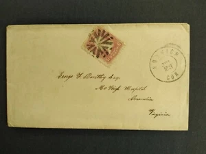Connecticut: Norwich 1860s #65 Cover, Fancy Wedges Cancel, New London Co - Picture 1 of 2