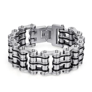 Para hombre Punk Pulsera Cadena de Motocicleta 316L Acero Inoxidable Bicicleta Cadena Pulsera - Imagen 1 de 30