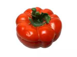 Tarro de cerámica vintage con forma de tomate. 3-3/4" de diámetro (G) - Imagen 1 de 3
