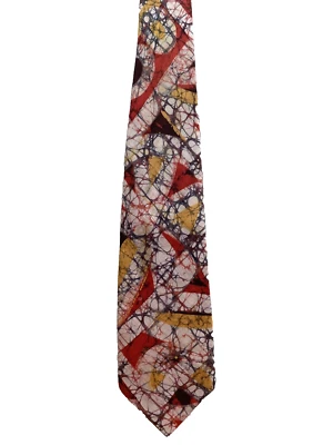 Corbata vintage retro HanFabs cachemira en seda dorada roja verde negra corbata india Foto 1 de 4